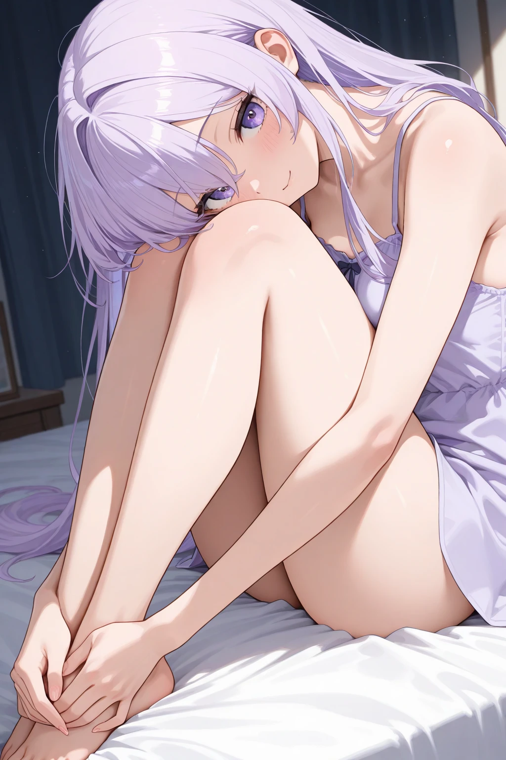 Sitting Woman, Beautiful woman squatting,28 years old, attractive girl,Angle from the front, there is a woman Sitting on the bed with her legs crossed,White bikini swimsuit,White panties, AV actress, Remu Suzumori,Sit on the bed, Japanese Model, A sophisticated gravure idol, Japanese Goddess, Sitting on the bed, Beautiful Face, Sit on the edge of the bed