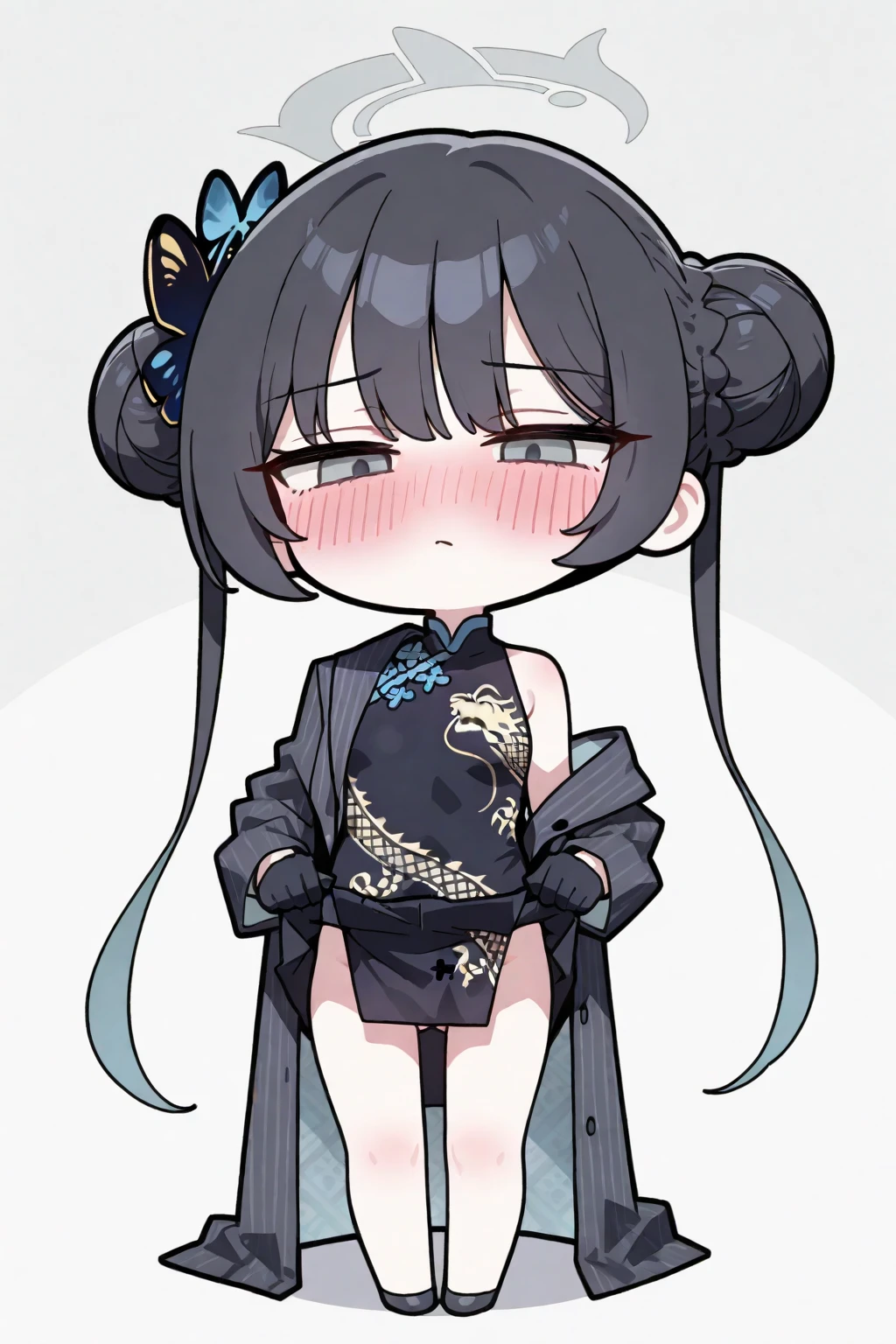 girl , (Black Chinese Dress:1.3) , village , (Small breasts:1.2) , low length , Kindergarteners , Screaming , Are crying , Are pregnant ,