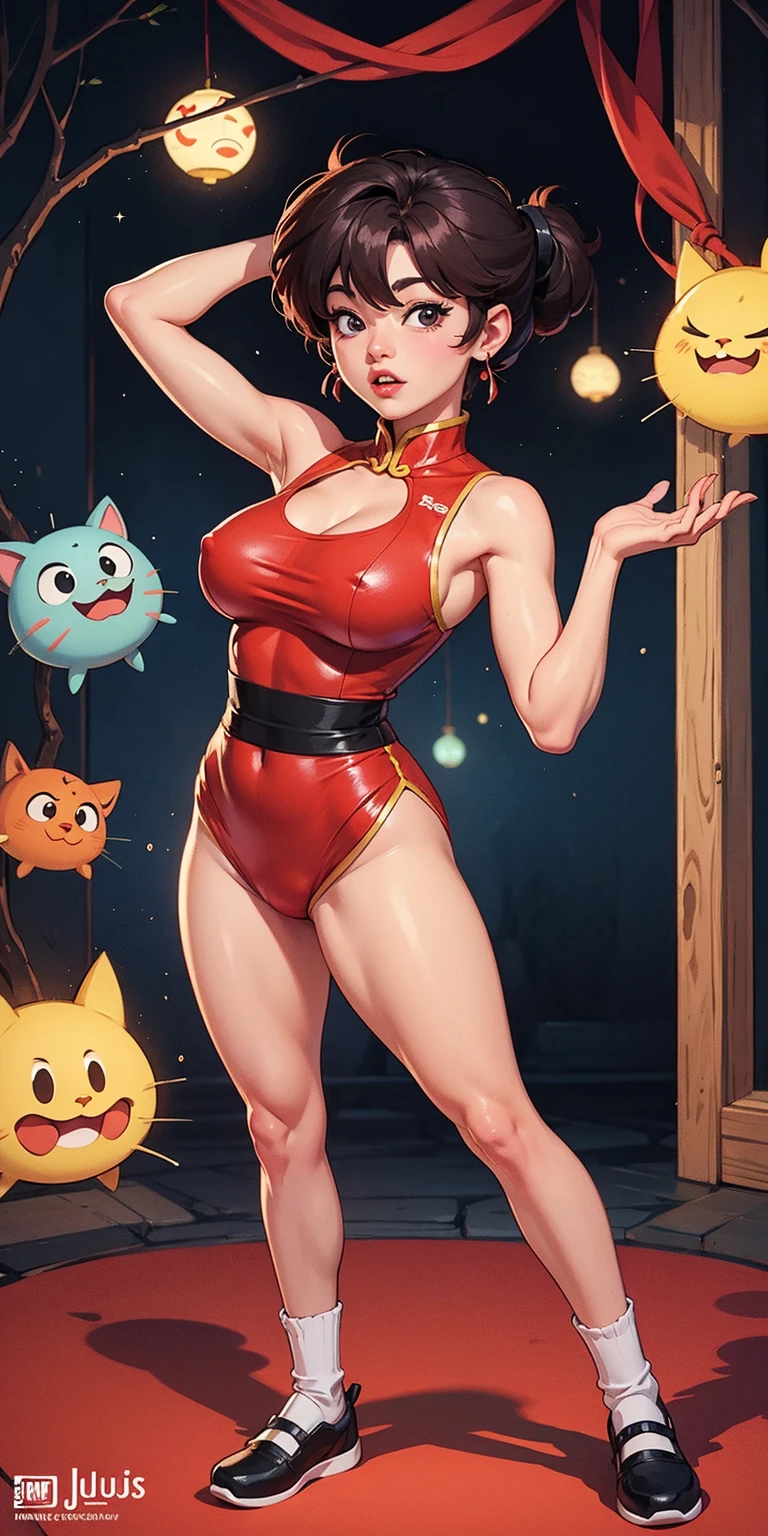 full body view of Karin Kanzuki (capcom, snk, street fighter), (Capcom vs SNK), (masterpiece), fit body, sexy smile, smirk, big breasts, perky breasts, hard nipples, nipslip, nip-slip, visible areolas, visible nipples, cleavage, thick thighs, thigh gap, cameltoe, visible crotch, upskirt, no shoes, bare feet, naked feet, pretty feet, beautiful feet, perfect feet, beautiful toes, blonde hair, ponytails, long oversized Victorian Europe-style blonde ringlets, standing daring you to come closer,