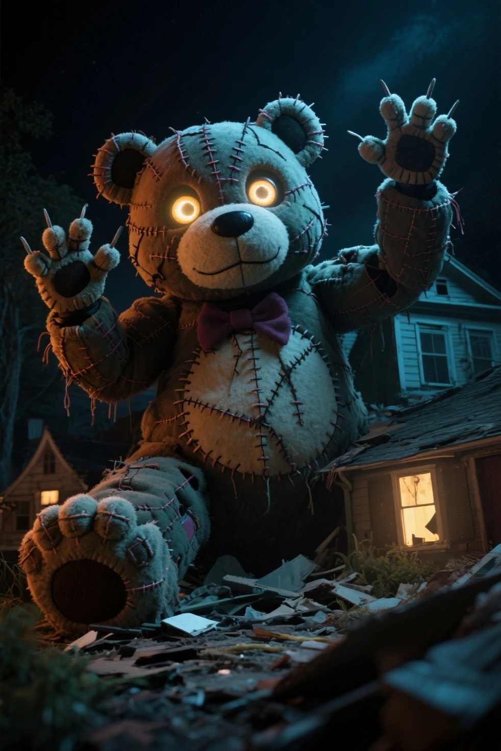 (knitted toy voodoo doll:1.9), (Voodoo Beaver:1.2), (Engineer:1.3), (Clothing: tiny construction vest with glowing blueprint patterns:1.0), (Accessories: enchanted blueprint emitting sparks of building magic, levitating spectral logs:1.1), (background: riverbank with floating logs, glowing dam, and spectral constructions:1.2), best quality, masterpiece, detailed soft oil painting, detailed background, dramatic cinematic lighting, soft edge lighting, professional, dramatic lighting, hard edge lighting, ultra quality, 4k,masterpiece, best quality, 8k, ultra highres, highres, extremely detailed