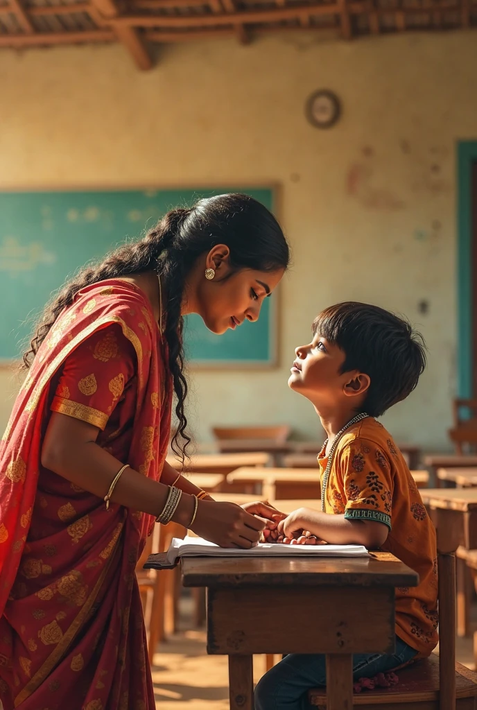  Saree weared teacher open 13 year old  boys's  mouth