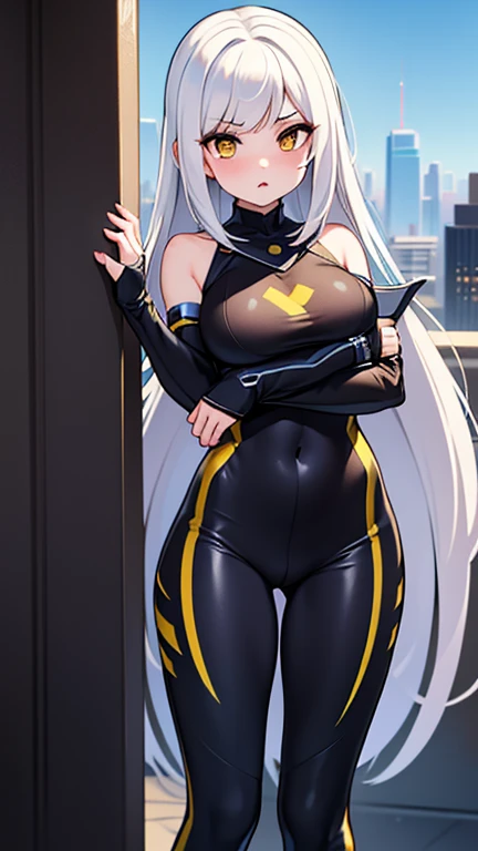 Nine-tailed white-haired fox girl,There are stars in the eyes,Heterochromic pupils