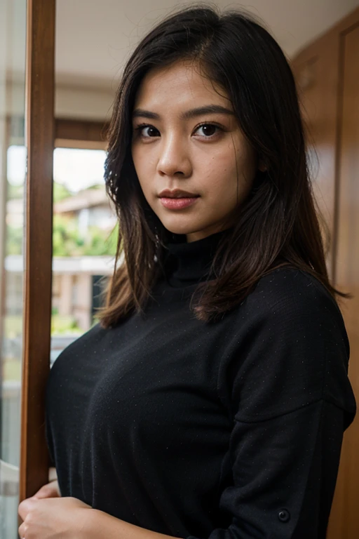 Dosen universitas, umur 37 tahun, curvy, rambut pendek, blonde, dada besar, wajah oriental eropa, pakaian sekertaris, 