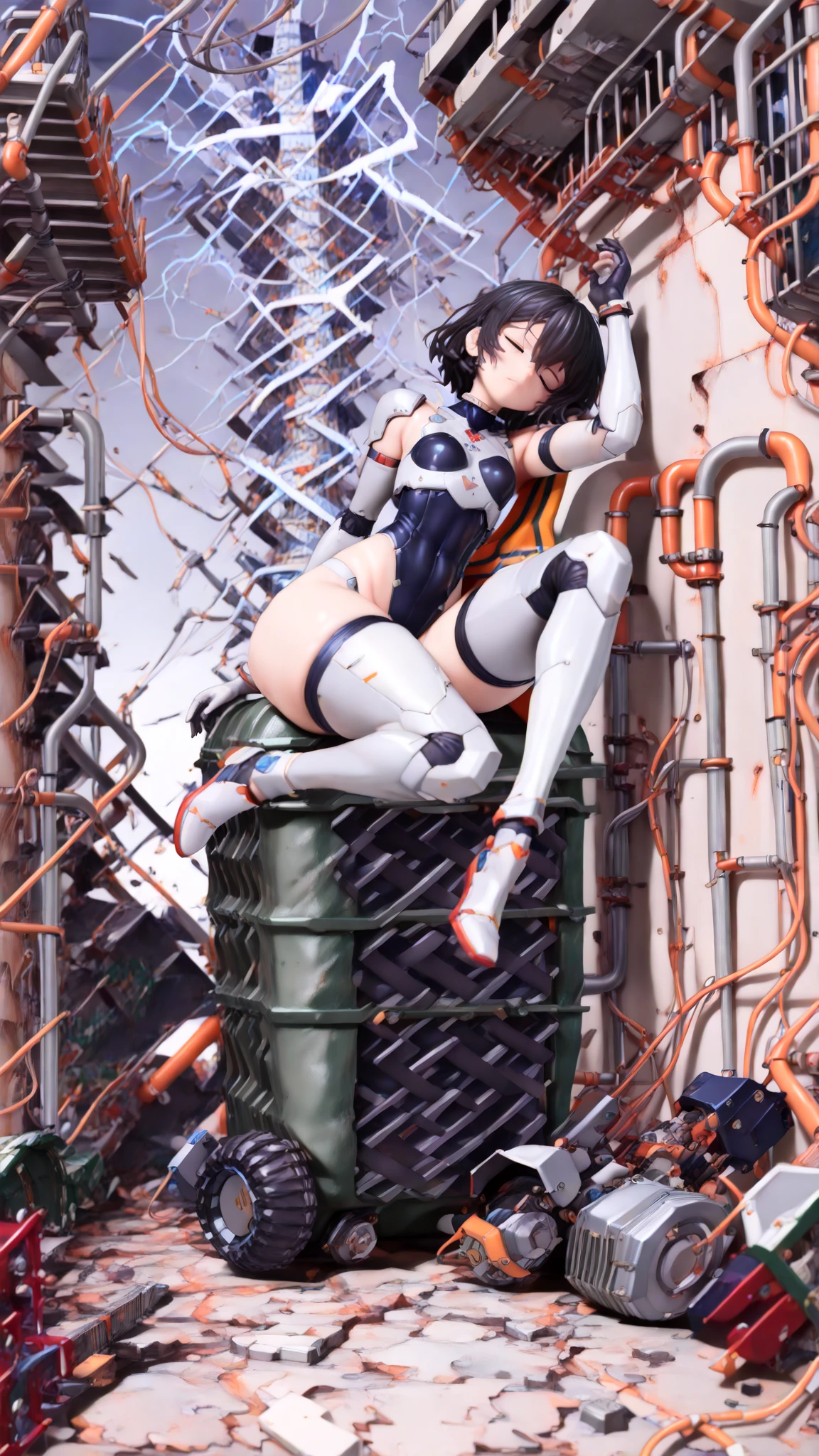 ((Photorealistic: 1.7)),(CG:1.2), 1 girl, best quality, POW, collar, (Soryu Asuka Langley), medium breasts, white underwear, beautiful detailed eyes, face light, movie lighting, (((very sweaty skin)), legs open, abandoned house, restraint, shy, (cry)), rope, wet with white liquid, ((涎))), legs wide open, face red, Lying, excited, breathing rough