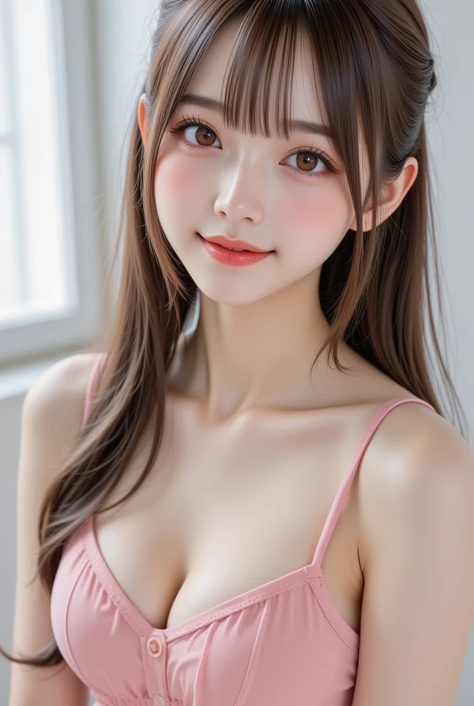Highest Quality, Highest image quality, RAW Photos, Realistic, Photorealsitic, ultra detailed and beautiful, highest details, 1young girls, good-looking, Beautiful fair skin and luster, Beautiful eyes are big and bright, Small mouth and thin lips, Long black hair blown in the wind, Good style and slenderness, (Beautiful big breasts:1.3), She has a cheerful personality and a cute smile., Natural makeup, Pearl Pin Crips, (Fantastic costumes:1.3), portrait of cute girl, Beautiful girl illuminated by seven colors of light, Irridescent color,