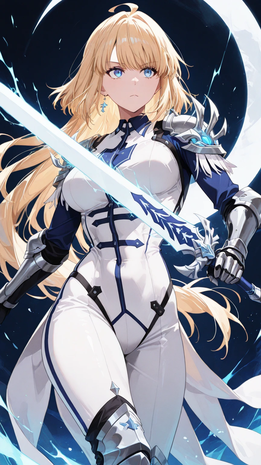 Artoria Lancer, mature woman, chic, hair blonde, greeneyes, curved, tails, bare one shoulder, trunk, 4k resolution, high qualiy, halberd, armour