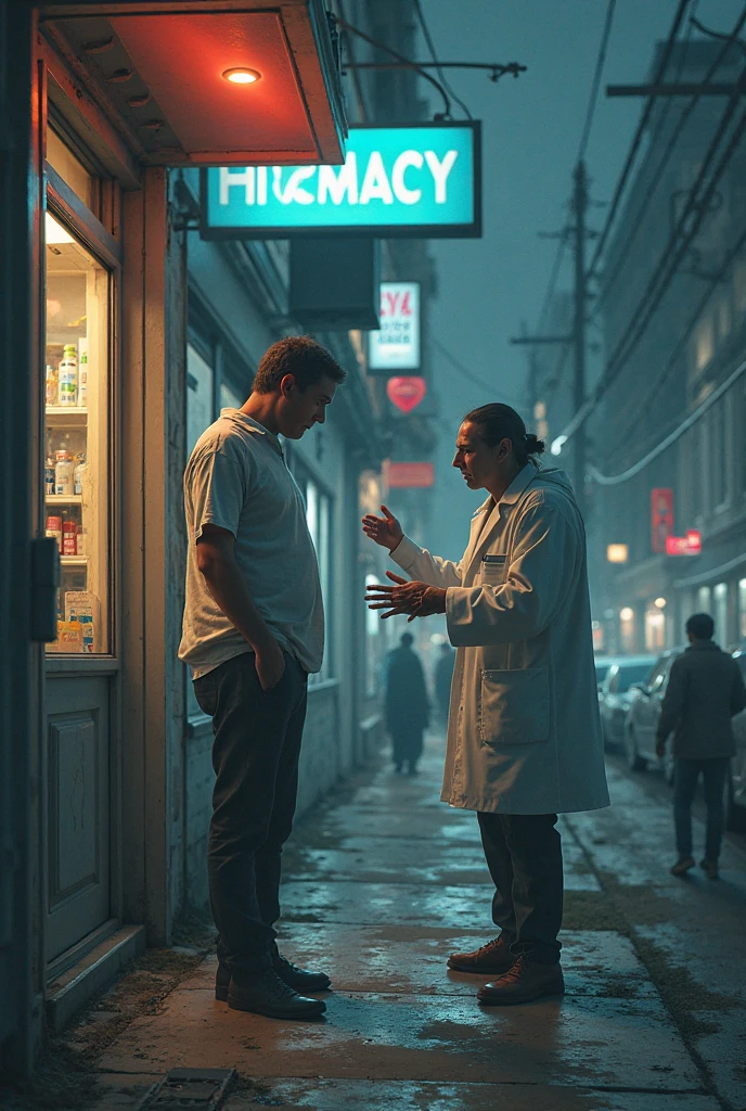 Create vintage poster style art, old movie posters, for the horror story, The Man at the Bus Stop, by the author Thiago Lopes, which tells the story of a bitter, bald bar owner who meets a naked old man at night and discovers that this man is waiting for the bus that will take him to hell