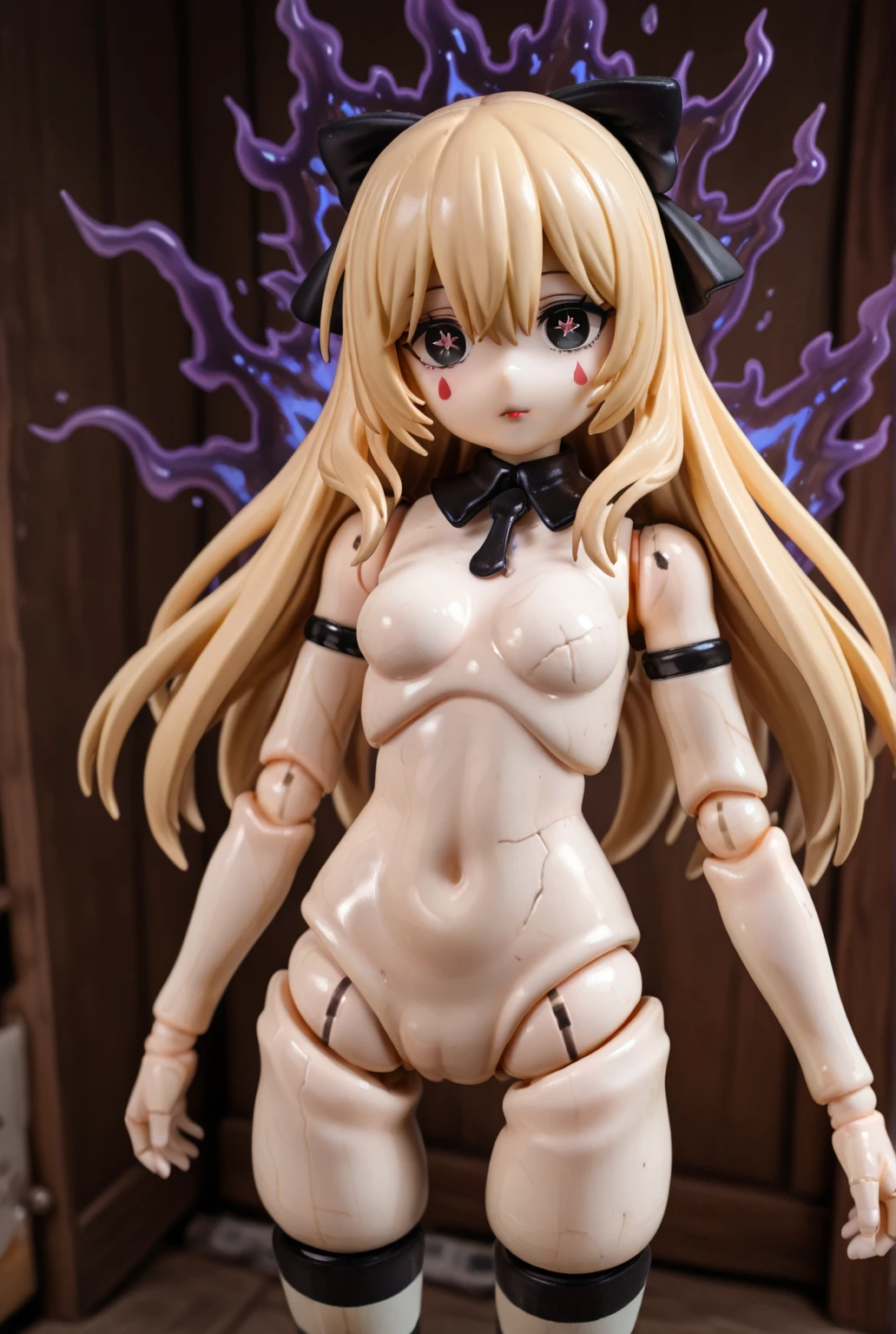 masterpiece,high detail,best quality,super detail, blush,closed mouth, grin, happiness, ((Raines,sadist,queen)), ((disdain)), (looking down,looking at viewer), (arms behind back:1.3), (luxurious lingerie), ((long blonde)), (straddling riding), (shibari,tied up with pink rope:1.5), ((wooden horse))