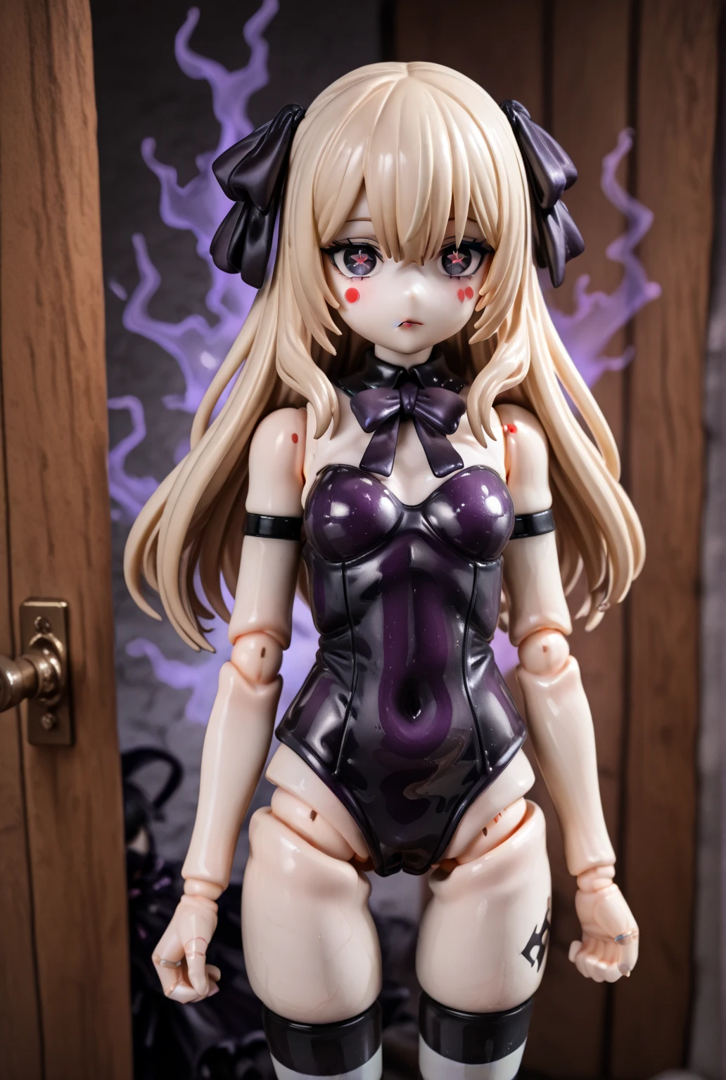 masterpiece,high detail,best quality,super detail, blush,closed mouth, grin, happiness, ((Raines,sadist,queen,ruanyi0008,bracelet)), ((disdain)), (from below, looking down,looking at viewer,straddles the viewer), (arms behind back:1.3), pink cord in her lingerie, (luxurious lingerie), ((light shell pink lingerie)), long blonde, slender, spread legs, liquid, (shibari,tied up with pink rope:1.3), restrained, ((bathroom,toilet))