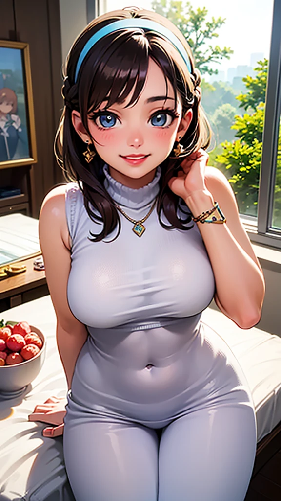  (((Large Breasts、Breast sagging、Low-cut，Cleavage，Wide hips,))((Hourglass figure))