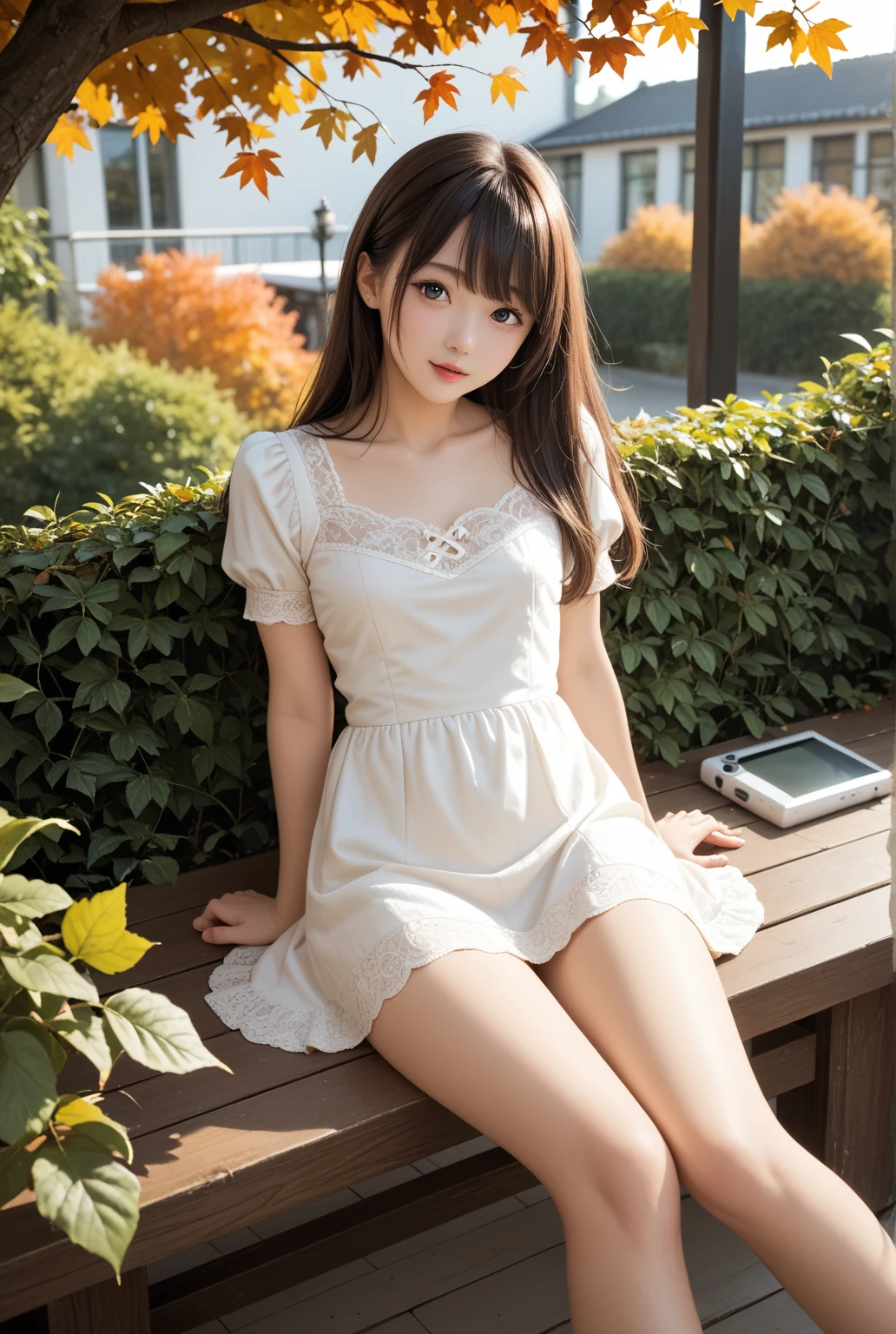 whaite hair,teens girl,adolable,quadratic element,white skinned,White dress,shy,Be red in the face,Purple pupils,Beth,jade foot