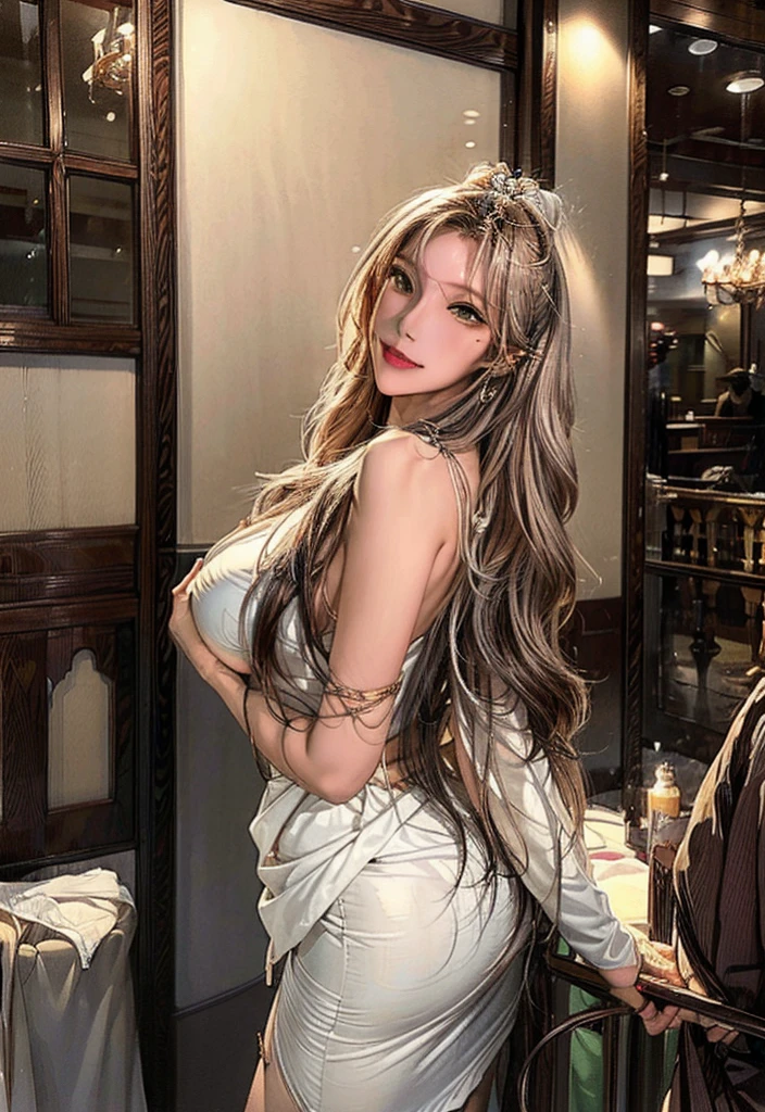 Small breasts,Bukkake,Blonde,Very pale brown skin,black eye,long hair,Princess,crown,necklace,Black Dress,Ashime,Upper body only,