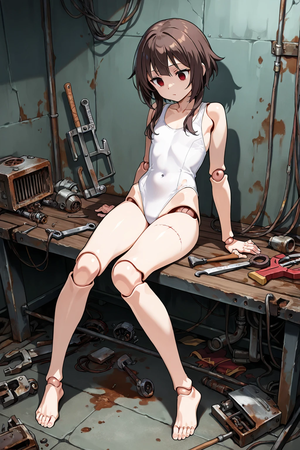 (masterpiece), one girl, best quality, naked, full body, bondage, tied to torture machine, tickling, hate it, laughing, screaming, desperate, detailed face, Makima, ringed eyes, red hair, braided ponytail, bangs, yellow eyes, sidelocks, medium hair, long hair,