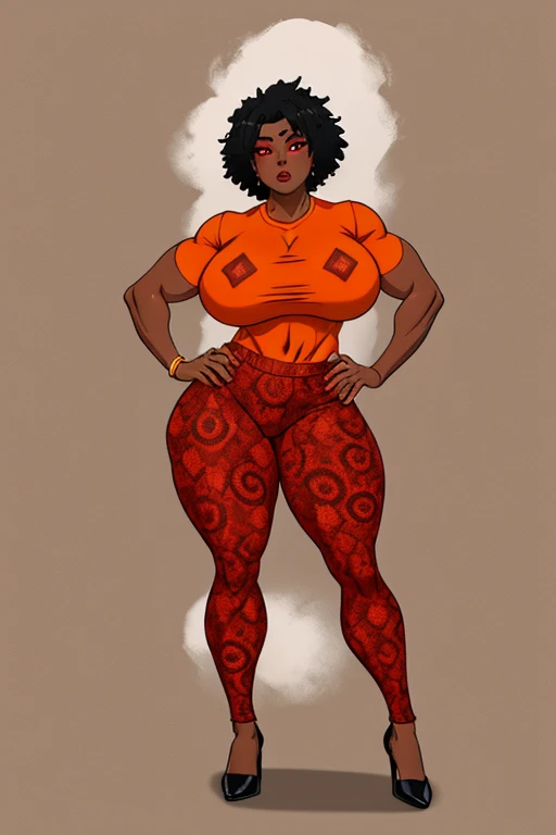 A cartoon of a woman with a large chest in a bikini, afro, Garnet, Steven Universe, Afro vermelho grande, thicc, mulher negra, Afro vermelho, black anime manga girl, estilo de arte dos desenhos animados, Curvaceous. circunstanciado, A leoa preta lisa, arte dos desenhos animados, Granada, com afro, inspirado em Nyuju Stumpy Brown