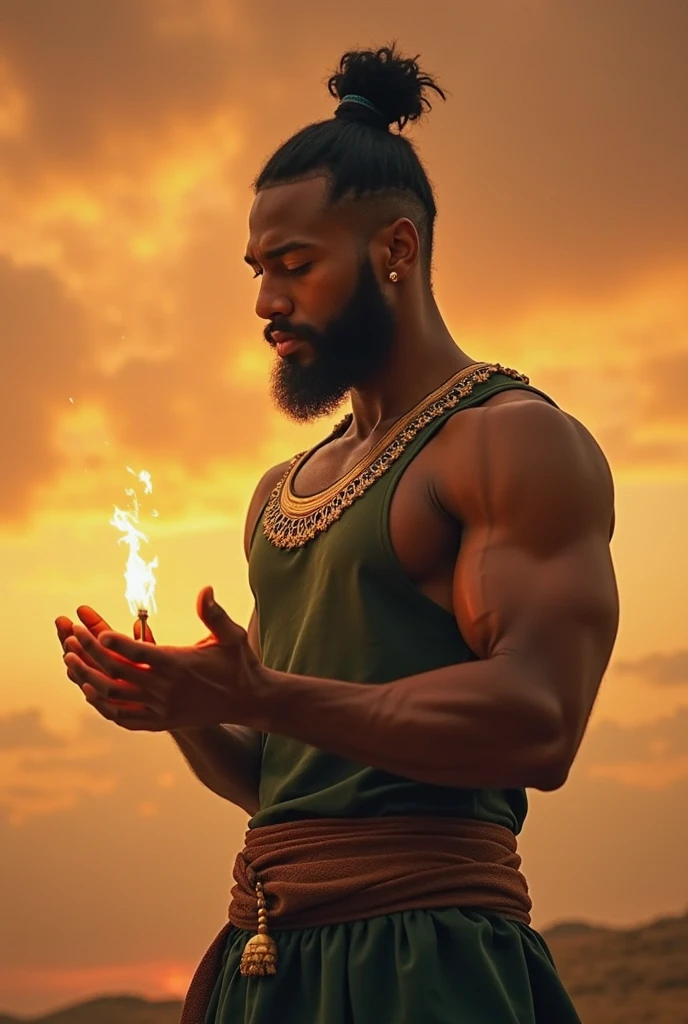 African male with sand manipulation.
