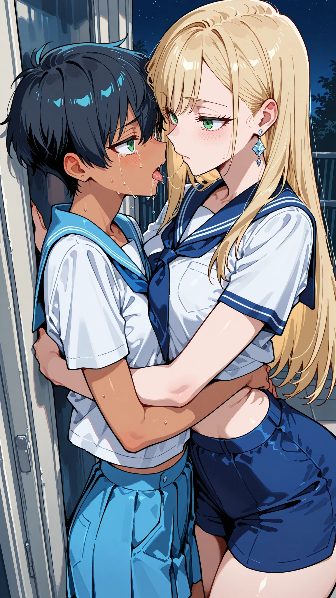 {{{masterpiece}}}, {{{best quality}}}, {{ultra-detailed}}, {illustration}, {{an extremely delicate and beautiful}}, (beautiful detailed eyes:1.6), extremely detailed face, 8k, nsfw, ayase eli(lovelive!), cute face, blonde hair, blue eyes, ponytail, white hair ribbon, big breasts, thin waist, big hips, curvaceous, {Otonokizaka Academy Uniform}, Winter uniform, white shirt, long sleeve, green ribbon tie, jacket, (dark blue jacket:1.5), plaid skirt, pleated skirt, blue skirt, BREAK, NSFW, A man and a woman are having intense sex that drives them crazy, ((1man and 1woman, having sex)), (SEX:1.5), (reverse suspended congress:1.3), Carrying Sex, poses, {{{penis into pussy}}}, stomach bulge, hetero, sex with men, nipples, elongated penis, veiny penis, testicles, sex from behind, open vagina, clitoris, nail, {{{grab thighs}}}, spread legs, {{open vagina, spread pussy, pussy, clitoris glans, urethra, vaginal opening, labia minora, uterus, smooth pussy}}, taking off clothes, open clothes, Open shirt, open jacket, breasts, nipples, lift up skirt, blush, open mouth, embarrassed, naughty expression, raise your legs, M-shaped spread your legs, {{{uncensored}}}, Handsome young man, interracial, netorare, hug behind, male body