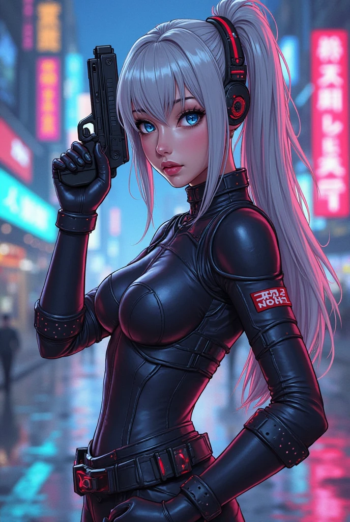 Losing portrait of woman in wetsuit with big gun, smooth digital concept art, an oppai cyberpunk, glossy wet skin!!, biomechanical oppai, Painted in high resolution, wet shiny skin, 8k high quality detailed art, [ 4 k digital art ]!!, Very detailed ArtGerm, rendered in sfm, fanart best artstation(Very cute woman gets futuristic cyberpunk hotel bodysuit completely torn sexy、Perfect body-wide coverage))。Afro Curly Black Medium Length Hair、a picture、​masterpiece、top-quality、Dark gray background、((1 Girl Glen's eyes and gorgeous light gray hair、Beautiful perfect face、juicy lips、de pele branca))。Sexy ass soft breasts and white skin、Bimbo lips、Beautiful Caucasian woman in T pose。long legged((perfect chest:1.4))、((Very soft breasts))、hyperdetailed face、A detailed eye。Inside the city at night。(((she is soaking wet)))、Her clothes are torn、Damaged、Skin exposed、White substance and water running down her body、Nipple areola exposed、Underwear is slipping off、Metamorphosis、Sexy Pornstar Pose、Have a futuristic sniper gun、Holding a gun