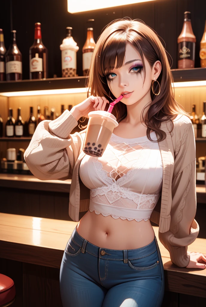 Dairy cow cosplay, headband with cow horns and ears,  microbikini, barista coffee shop , Grandes guide 