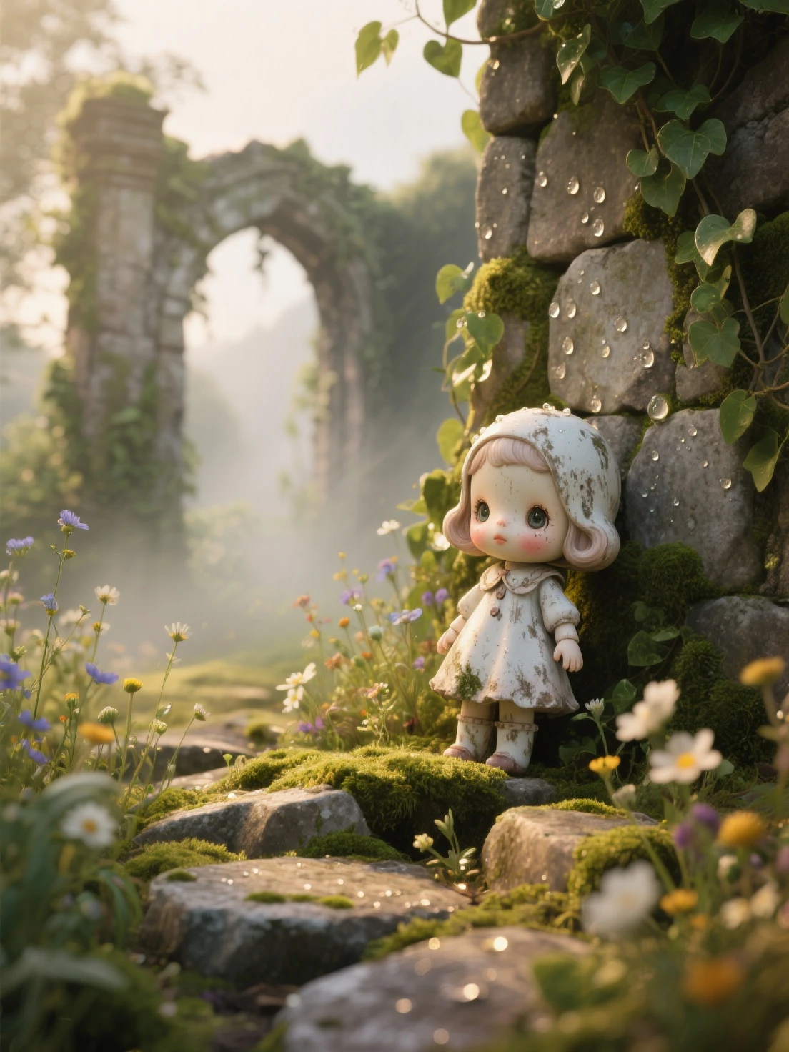 A little girl, with curiosity shining in her bright blue eyes, stands before a mysterious door hidden in the corner of her backyard. The door, covered in enigmatic symbols and intricate carvings, seems to hold secrets waiting to be discovered. Surrounded by lush greenery, the scene is beautifully captured in a high-definition illustration, with every detail vividly brought to life in 4K resolution. The door's symbols shimmer in the sunlight, inviting the girl to unravel their mysteries. As she reaches out to touch the ancient door, a sense of excitement and anticipation fills the air. The little girl's delicate face, with its rosy cheeks and shiny brown