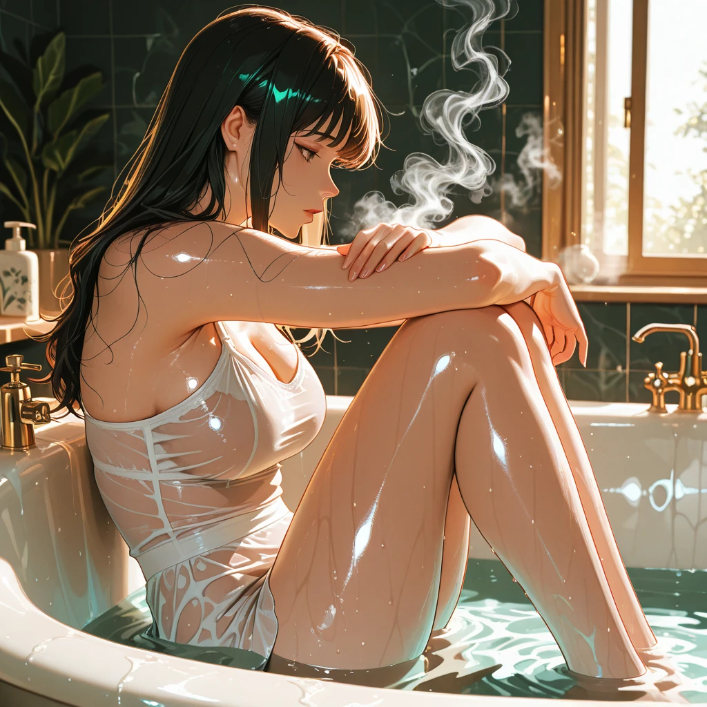 DSLR, F/2.8, Lens Flare, 5D, 16k, Super-Resolution . realistic style, key visual, vibrant, studio realistic, highly detailed A different mood whimsical full body view best quality, eerie masterpiece, monochromatic palette dominated by eerie shades of deep blue horror themed bathroom curly bikini girl sharp look, wide eyes, very dark lips, A fallen female kneels in anguish drenched in bathroom wet, translucent, emotional, oris vallejo art, Mysterious,stylish bikini to e bathroom in a vintage bathroom, perfect anatomy, highly detailed, graphic 3d model, render, comic art, graphic novel art, vibrant, detailed character