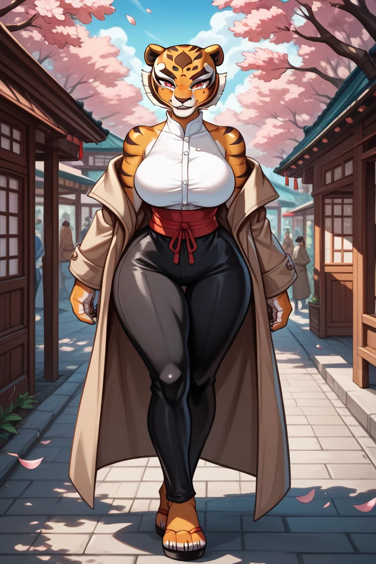 solo, female, feline, cat, silver tabby, green eyes with yellow sclera, short dark maroon hair, alleyway, standing, snout, pink nose and pink inner ear, big breasts, ((red glasses)), (((by spuydjeks, by bebebebebe))), ((by spikedmauler)), (((red c-string))), (yellow graphic tee shirt), (green bomber jacket), ((very light grey fur with light grey stripes)),