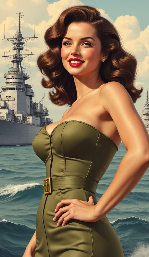 1girl (kate mara), st. louis (azur lane), standing, upper body, dress, silver dress, (revealing clothes:1.3), scenery,, anirl, best quality, ultra high res,