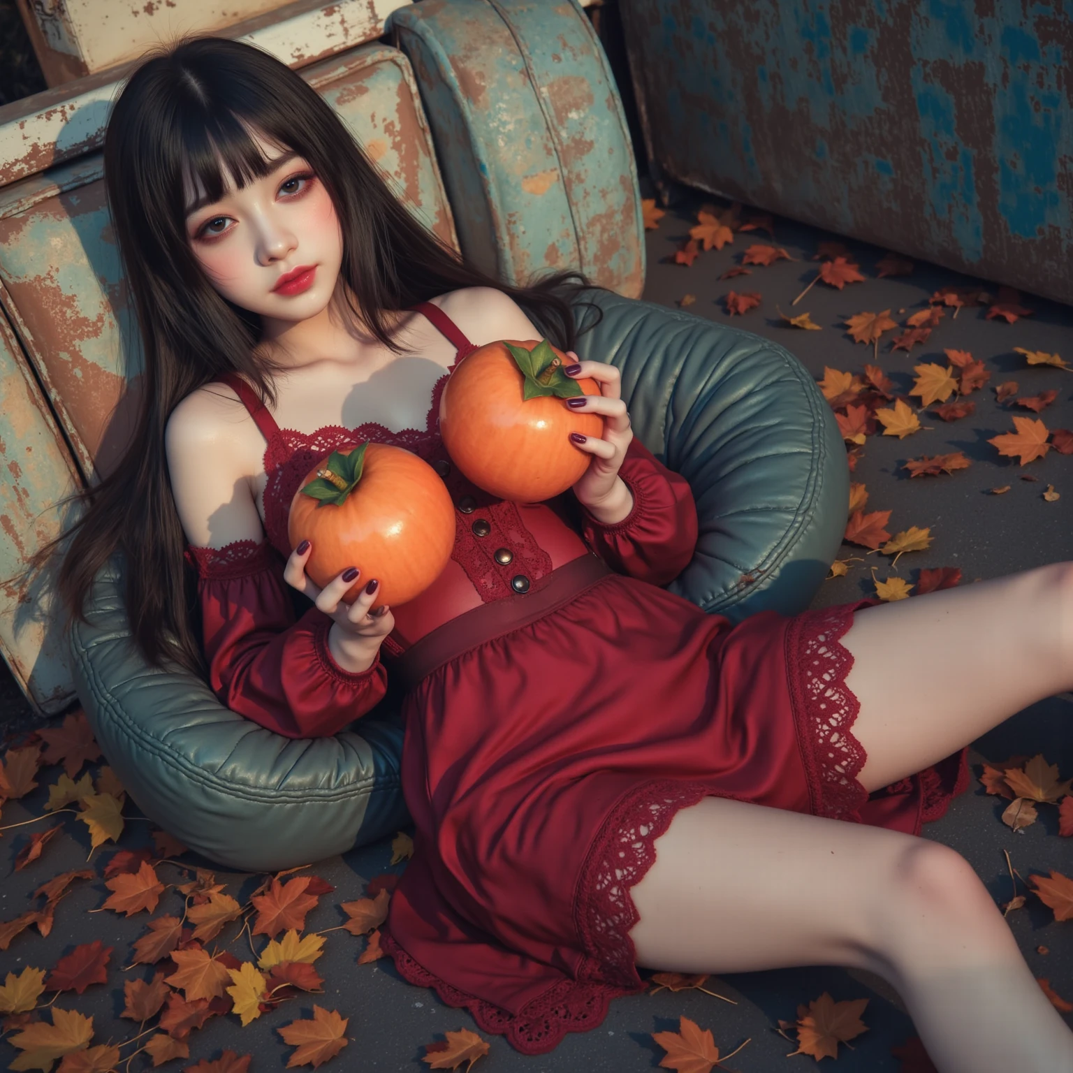 ​masterpiece、top-quality、realisitic、Photorealsitic、Watermelon-themed kingdom、Watermelon-themed castle、Princess in watermelon-themed dress、A Japanese Lady、Watermelon Accessories、Watermelon Jewelry、Surrounded by a lot of watermelons、Soldier in armor with watermelon motif、Bright décor、A smile、dynamic ungle、动态照明