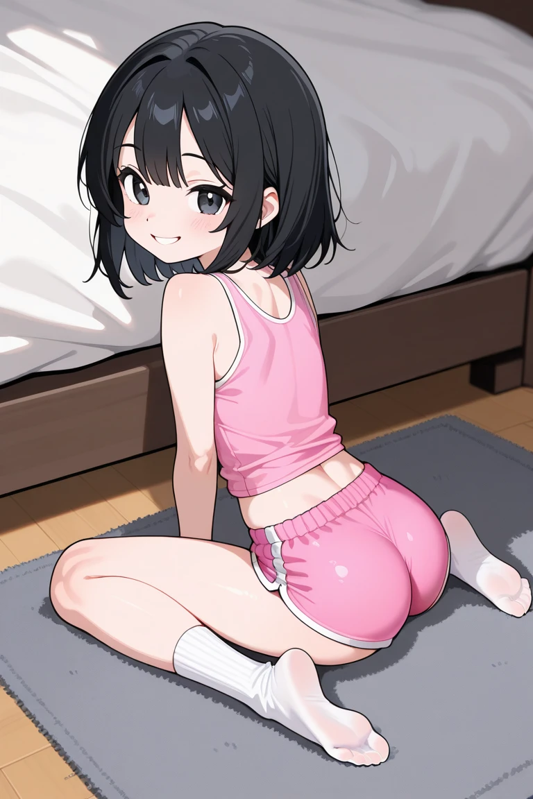 highest quality, masterpiece, One girl, Shame face、Open mouth、On all fours、Backwards、look back、Sexy pose、(In underwear、Cute Bra、Cute Panties)、Western-style room、whole body, Hanadera Nodoka,
