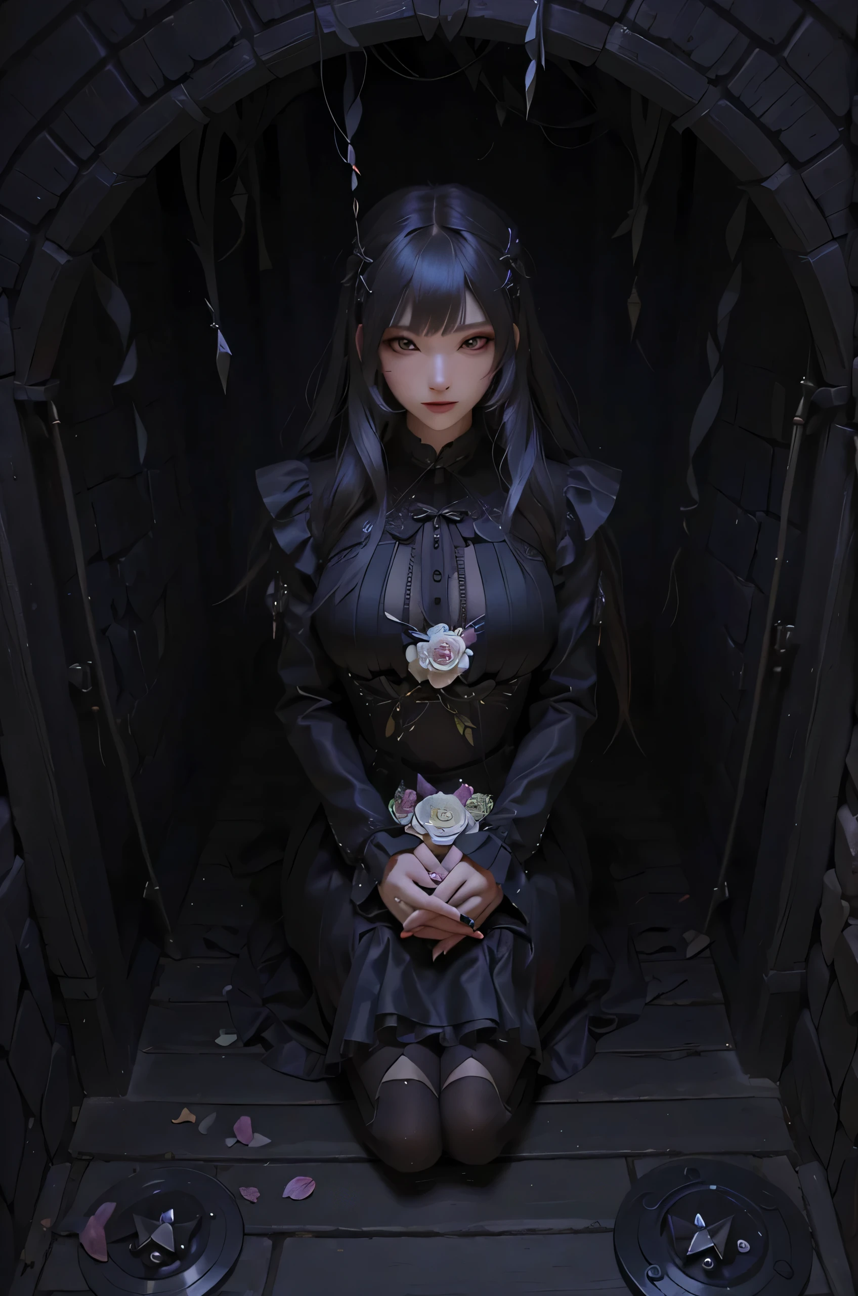 Light线追踪,{best quality},{ {masterpiece}},Extremely detailed 8k wallpaper,{Extremely refined},rich and colorful, Intricate details, realism, Cool and fair skin,(Apply blush carefully), 1080P,sun,Soft,Sense of Brokenness,肌肤Light滑如丝,3d,masterpiece,best quality,插图Very detailed, beautiful eyes, Very detailed的 8k cg 壁纸,Extremely refined女孩,8k wallpaper, best quality, noon, pure beauty, White Chinese style telephoto lens, image(Front focus), (in the darkness:1.6), 大卫·霍克尼和阿尔方斯·穆夏的超realism女性肖像, Fantasy Art, Photo-real, Art Station, poster, , Very detailed的脸, 4K, The award-winning, ((masterpiece, best quality)), Delicate face, Whole body love, Rich in details, Multiple poses and expressions, Very detailed, depth, Many parts,Light粒子, Soft lighting, Volumetric Lighting, Intricate details, Attention to detail, 1 girl, solitary, black Hair, Long eyelashes, Thick eyelashes, Looking at the audience, Gorgeous dress, Puff sleeves, Juliet Sleeves, (Long sleeve:1.2), Red tie, ,(masterpiece, best quality, Extremely detailed, (Detailed background, Dark Fantasy), (美丽Delicate face), High contrast, (Optimal Lighting, Extremely refined), ((Light)), rich and colorful, Extremely detailed, 戏剧性的Light, Intricate details, (1 girl, solitary, Pointed face, Dynamic Angle), Depth of Field, Black Light particles,(shattered glass),Magic Circle, big breasts, big boobs, big natural sagging breasts, busty, sexy, alone, full body, no crowd, no people, quite background, huge breast, large breast, pony hair, better fingers, black eyes, bloom atmosphere, blur,