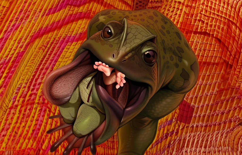 Feral, furry, panting, frog ,  detailed legs, , 1 tongue, 1 big dick , 1 anus, 2 big testicles, detached 1 tail, , after orgasm, vivid colors, realistic , white background, cum in ass, cum on floor, cum on dick   , realistic dick, gasping, orgasm