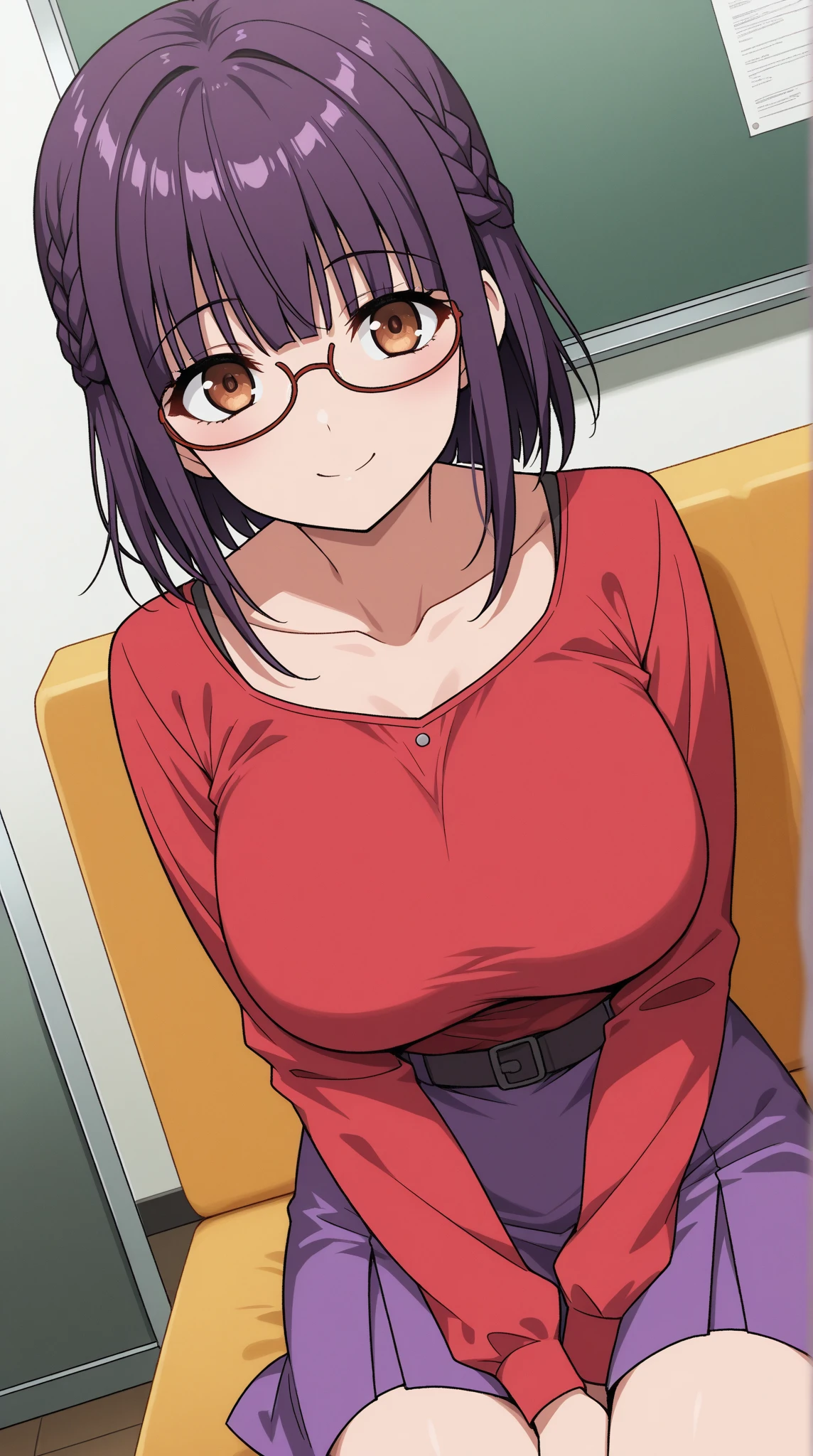 There is a woman sitting on the sofa, 奈良美智, chiho, Ayami Kojima Amano, with glasses, reluvy5213, tsutomo nihie, narumi kakinouchi, takada akemi, with glasses on, Yasumoto Oka, Shiori Teshirogi, Young Sensual Gravure Idol,
