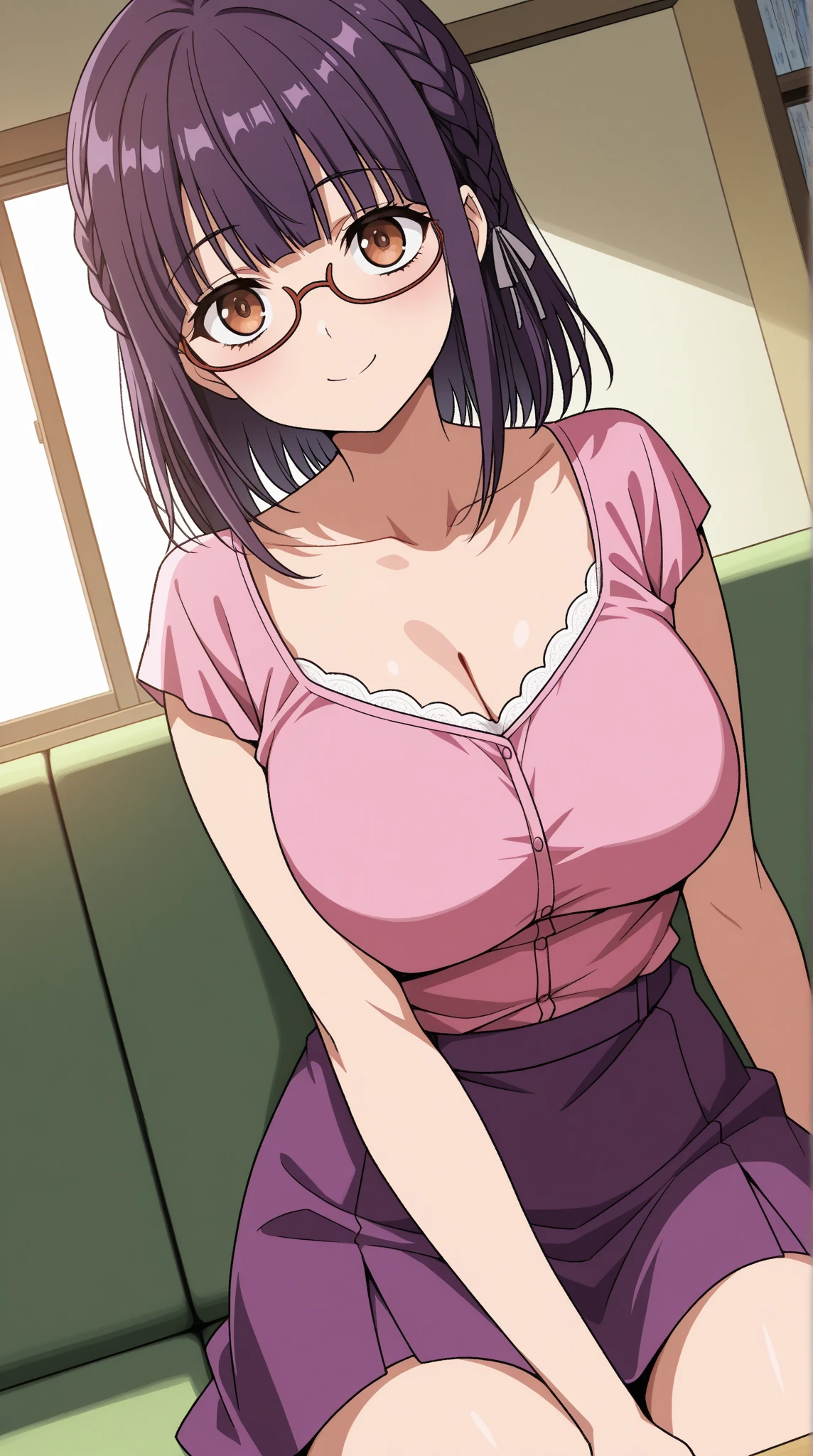 <lora:add_detail:1>, <lora:Ahegaoo:0.6>, <lora:tangbohu-breasts_2:3>, <lora:tangbohu_blurbg_v2:3>, ultra detailed 8k cg, high quality, cinematic lighting, cinematic bloom, masterpiece, best quality, ultra detailed background, delicate pattern, intricate detail, clean, flawless, professional artwork, famous artwork, perfect face, beautiful face, beautiful eyes, perfect female body, (((narrow waist, narrow shoulders, tall body height, perfect linea alba))), elegant, symmetry, beautiful, beautiful detailed eyes, gorgeous, gorgeous female, goddess, nsfw, sexy, hot, attractive, charming, alluring, seductive, erotic, enchanting, perfect skin, clean skin, soft skin, thick thighs, thick ass, thigh gap, sexy hips, sexy waist, collarbone, sweat, aesthetic, 1 girl, solo, (((arms behind back))), (((stunning pose))), looking at viewer, <lora:Yuzuki_Hanyu_World_End-KK77-V1:0.7>, (((night, bedroom, window, city lights, photorealistic night sky, pink shirt, school blue skirt, pantyhose, black framed glasses, green eyes, black hair, bangs, long hair))), ahegao, (((rolling eyes, tongue out))), long tongue drooling, saliva, choker, sitting,
