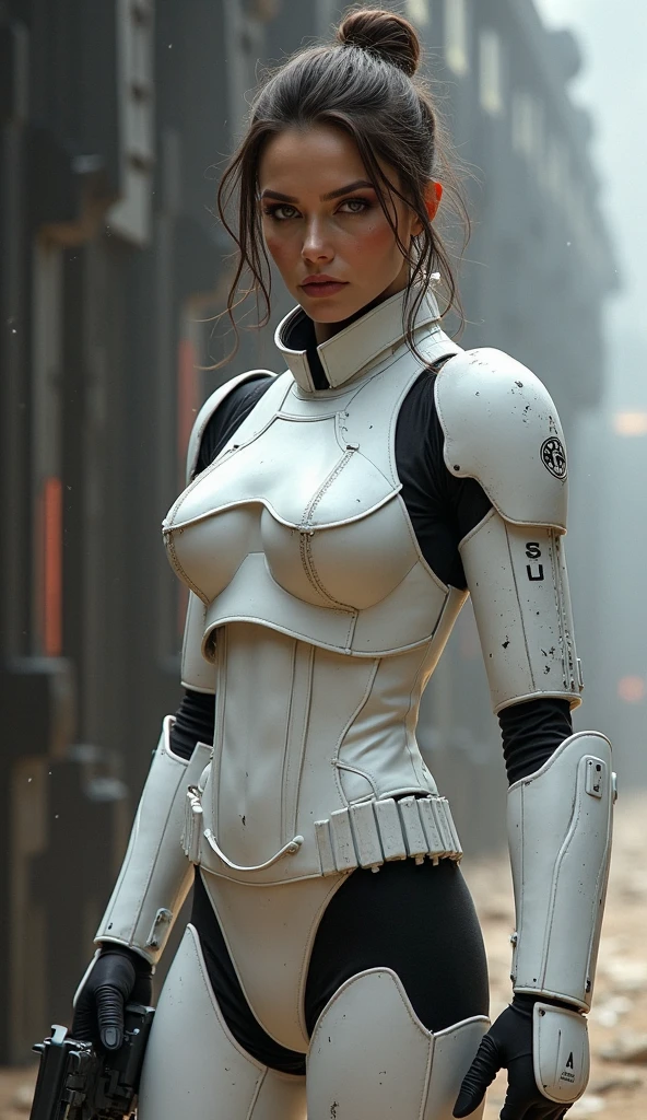 profile、Stormtrooper、Upper Body、Simple Background、solo、Large Breasts