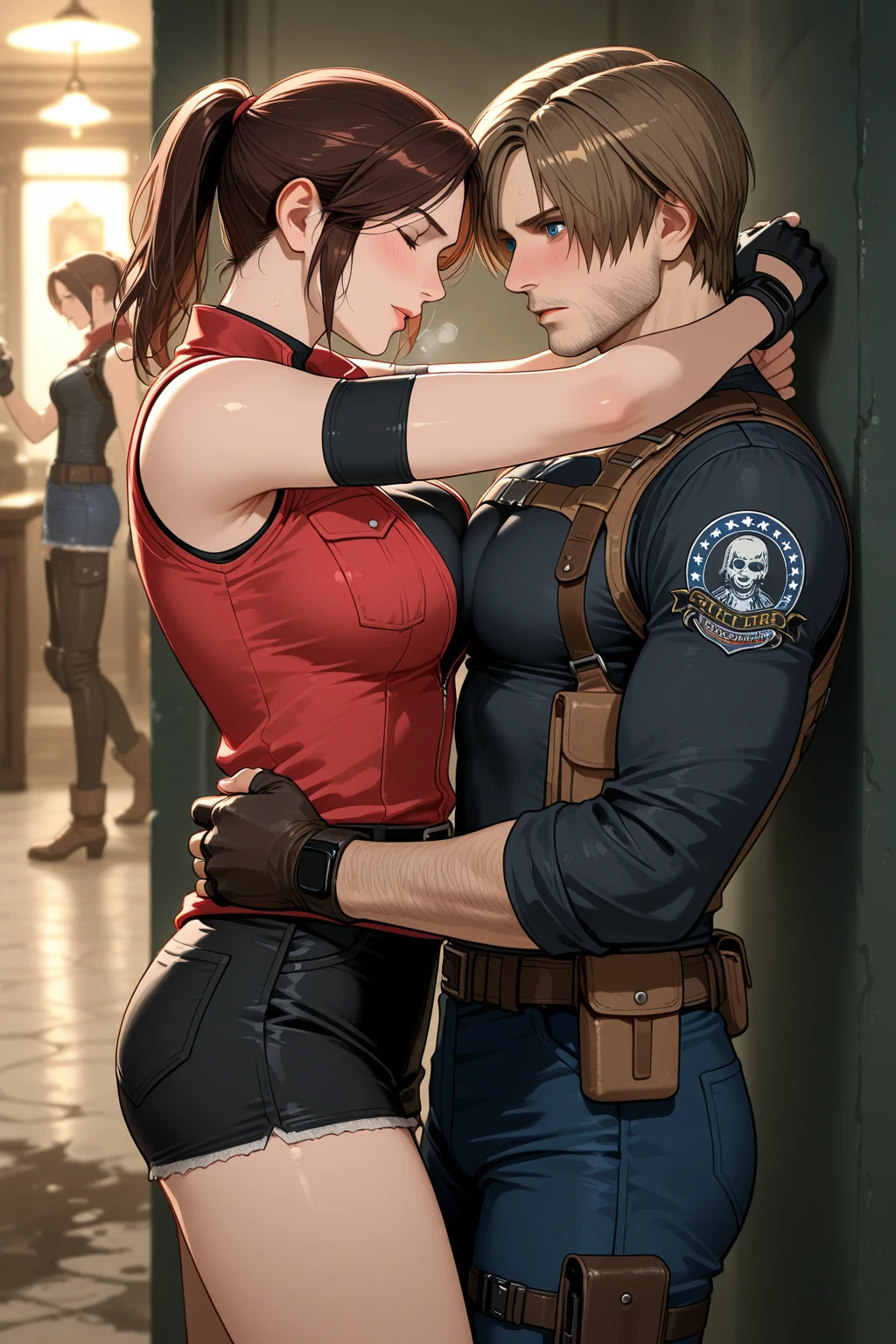 (a couple having an intimate moment):romantic,passionate embracing,candlelit ambience,gentle caresses,intense eye contact,sensual connection

(nurse):hot,sexy,attractive,fit body,tight uniform,short skirt

(patient):handsome,fit body,muscular,desirable

(ambulance):moving environment,flashing lights,speedy motion

(medical equipment):stethoscope,medical gloves,sterile environment

(mood):erotic,arousing,seductive

(artistic style):photorealistic

(color palette):warm tones,soft lighting

(light):subtle,ambiance-enhancing

(best quality,highres):crisp details,high resolution

Remember, the prompt should be generated without any explanations or sentences.