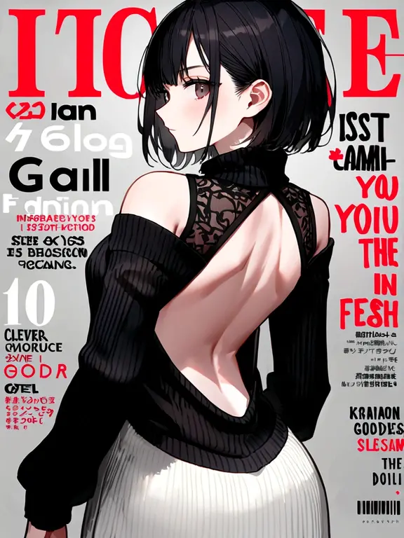 (best quality, masterpiece:1.1), full body, (1female), cartoon style, 20y years old sexy girl, irritating face, silver hair, very short hair, blunt bangs, Small earrings, (very transparent clothes, little triangular clothes, See through clothes), wet clothes, off shoulder clothes, under boob style, under boob fashion, ((magazine, magazine cover background, simple background:1.1))