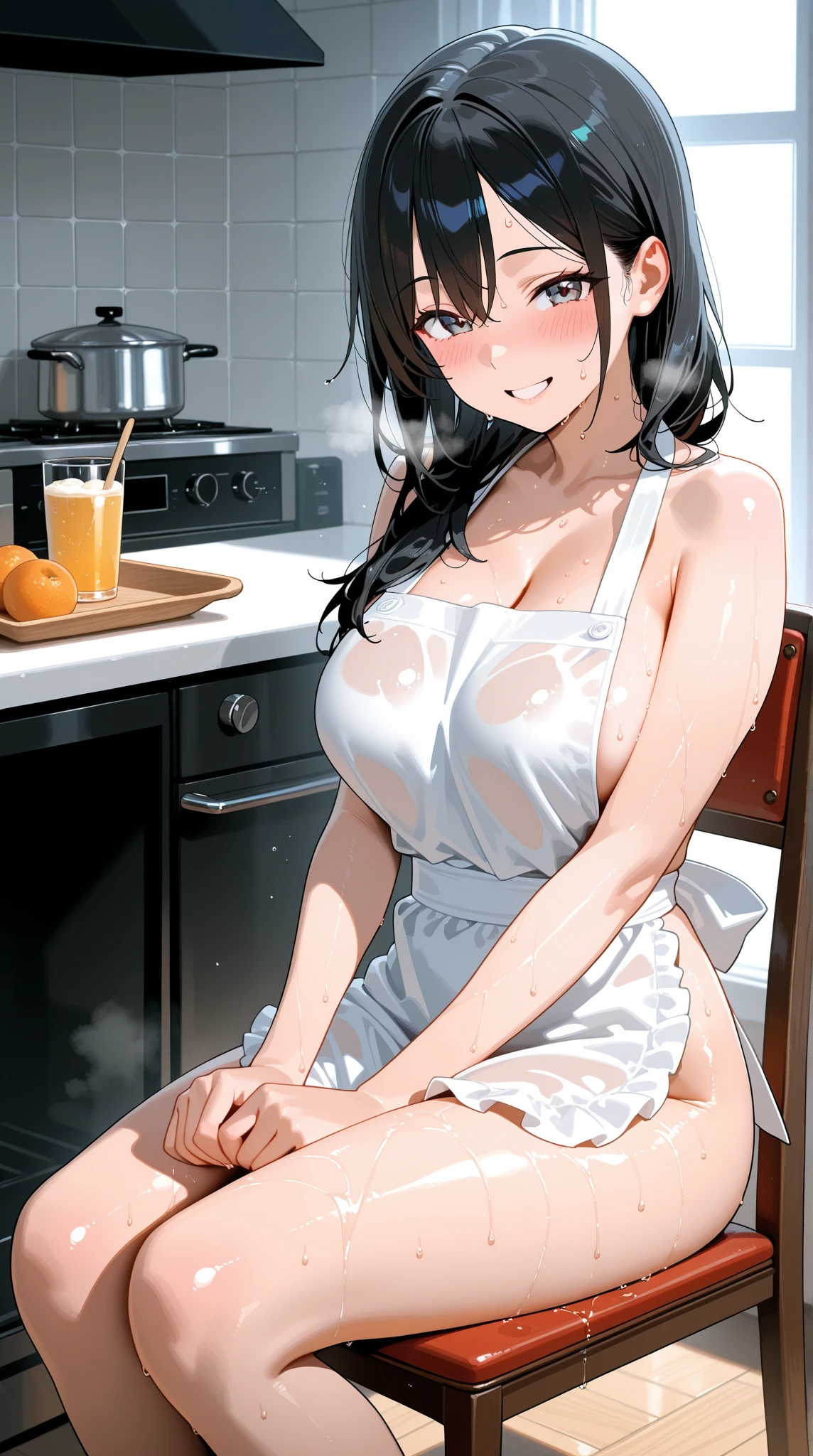 Beautiful Chitanda,There is only one beautiful girl,Purple Eyes, Black Hair, Natural straight hair, Straight bangs,Extremely refined,open your lips,Face is so red,Very white skin,Skin as delicate as porcelain,Glowing skin,big eyes,Flowing long hair,beautiful girl, Like a dream,Slim,Slim waist,Soft, (Sensual), (Kawaii), Dream quality,On the snowy mountain,Standing,In the chalet,stove,Falling snowflakes,Snowflakes fall on breasts,White bikini,Bare back,Wearing a black robe,White hat,Deep V neckline,Beautiful big breasts,no pants,No pants,Delicate clavicle,Delicate hands and feet,Bare neck,There is no decoration on the neck,Bare thighs,Exposing the groin,Camel toe,extremely shy,Ultra-high resolution, (masterpiece:1.2, best quality), (Delicate and beautiful eyes: 1.2), (Beautiful and delicate face)