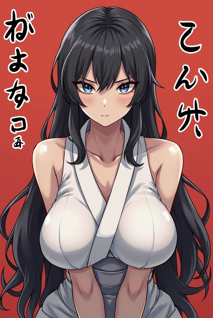 Japanese woman in her 20s with very large breasts wearing a micro bikini.
Please draw her in the style of 90's Japanese anime, with colors.