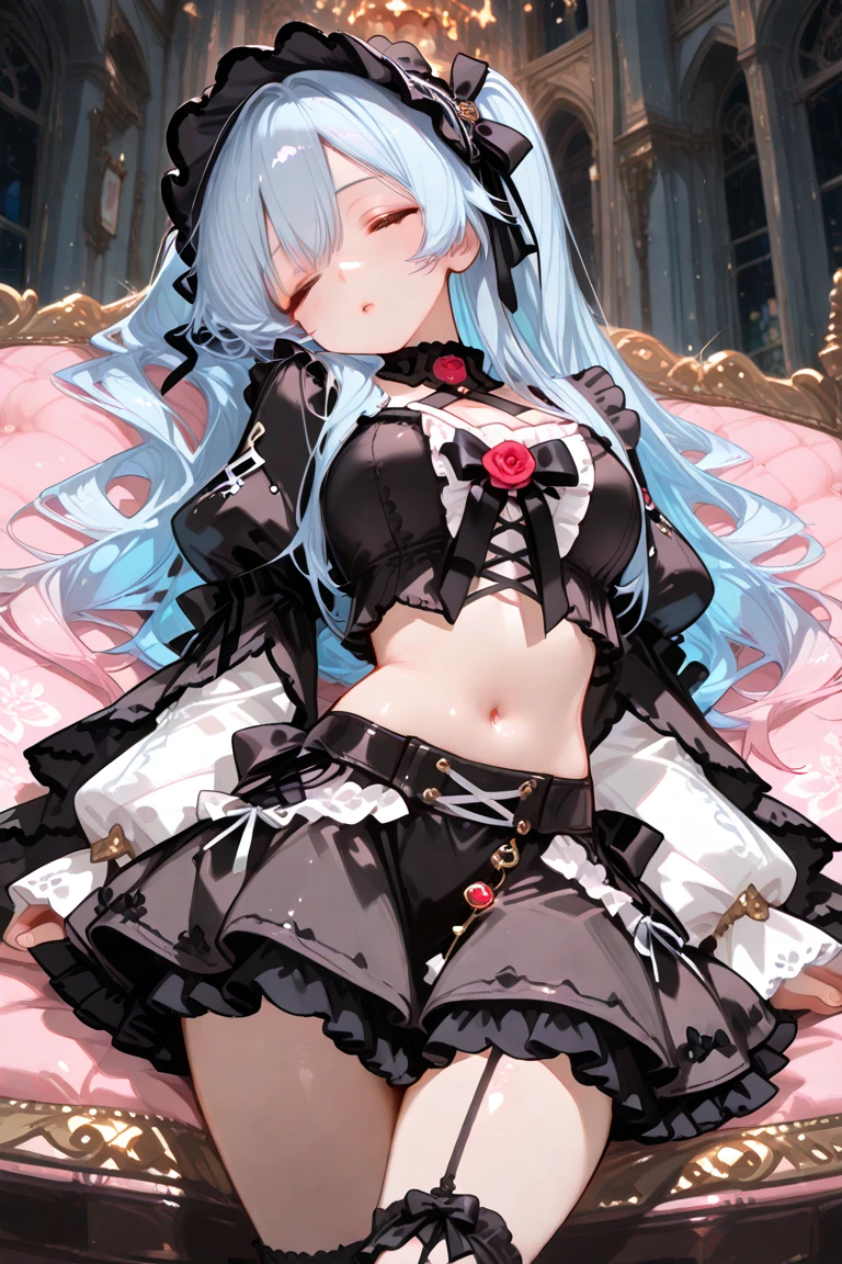 best qualityer,tmasterpiece,Ultimate resolution,downy,Extremely colorful,Colorful,Mermaid princess,Lolita dress,black lence stockings,starrysky