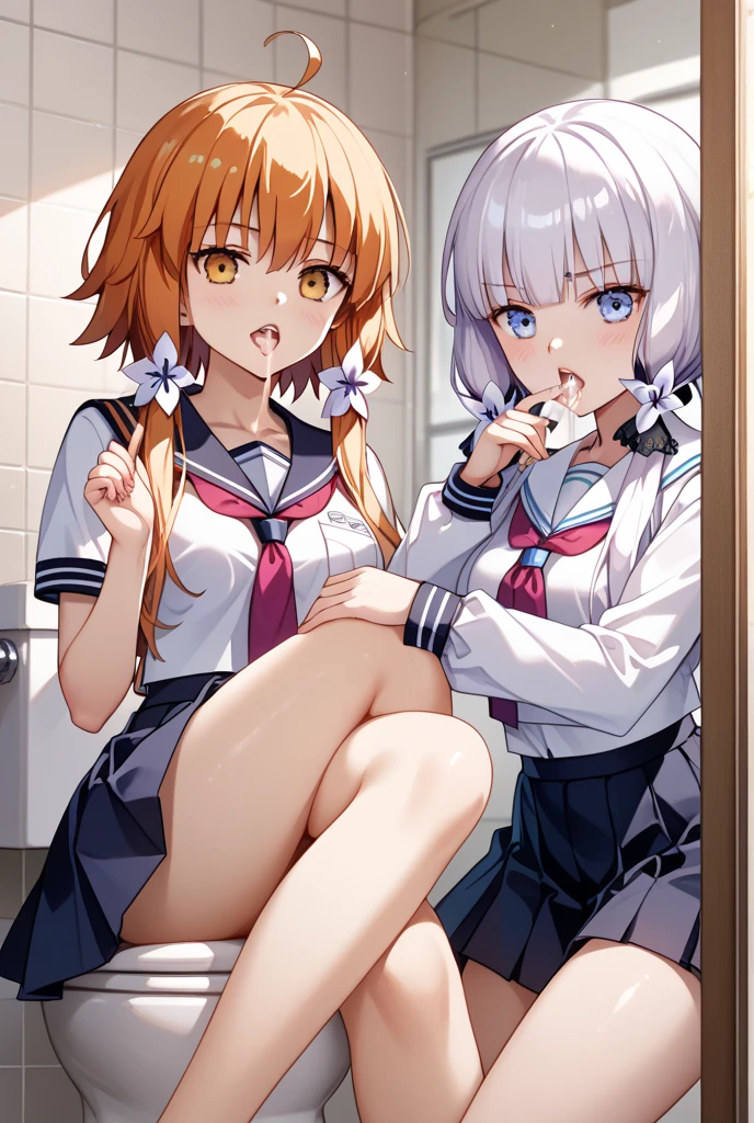 best quality, uncensored, prefect lighting, rating_explicit, very aesthetic, anime, Ultra detailed, 8k, ((scientist and assistant ,swept bangs, glass , skirt lift ,Scientist's Lab Coat )), beautiful face, highly detailed, physics-based rendering, cinematic lighting , official art, anime coloring, detailed face, detail body,
BRAEK, nsfw
((2 girls )) ,(( yuri:)) , lesbians, 18 years old , pussy licking, cunnilingus, pussy juice, dripping, sweat, wet, shiny skin , pale skin , ahegao,
com on back, blush, orgasm, sweaty, drooling, saliva trail, indoor, ((Laboratory )), ((bare nipples )),blurry background,