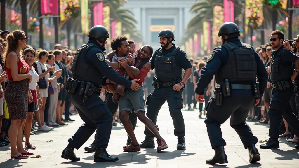 Russian woman carries black man on her back 