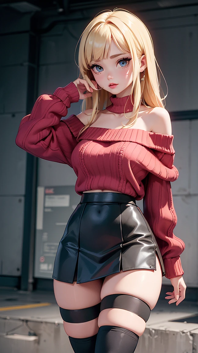 1 Girl on the catwalk,Sweater skirts,Fashion show,Colorful colorful