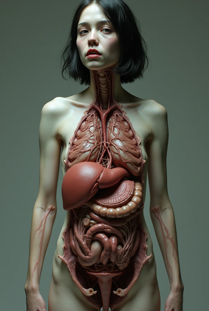 A dissected uterus and ovaries