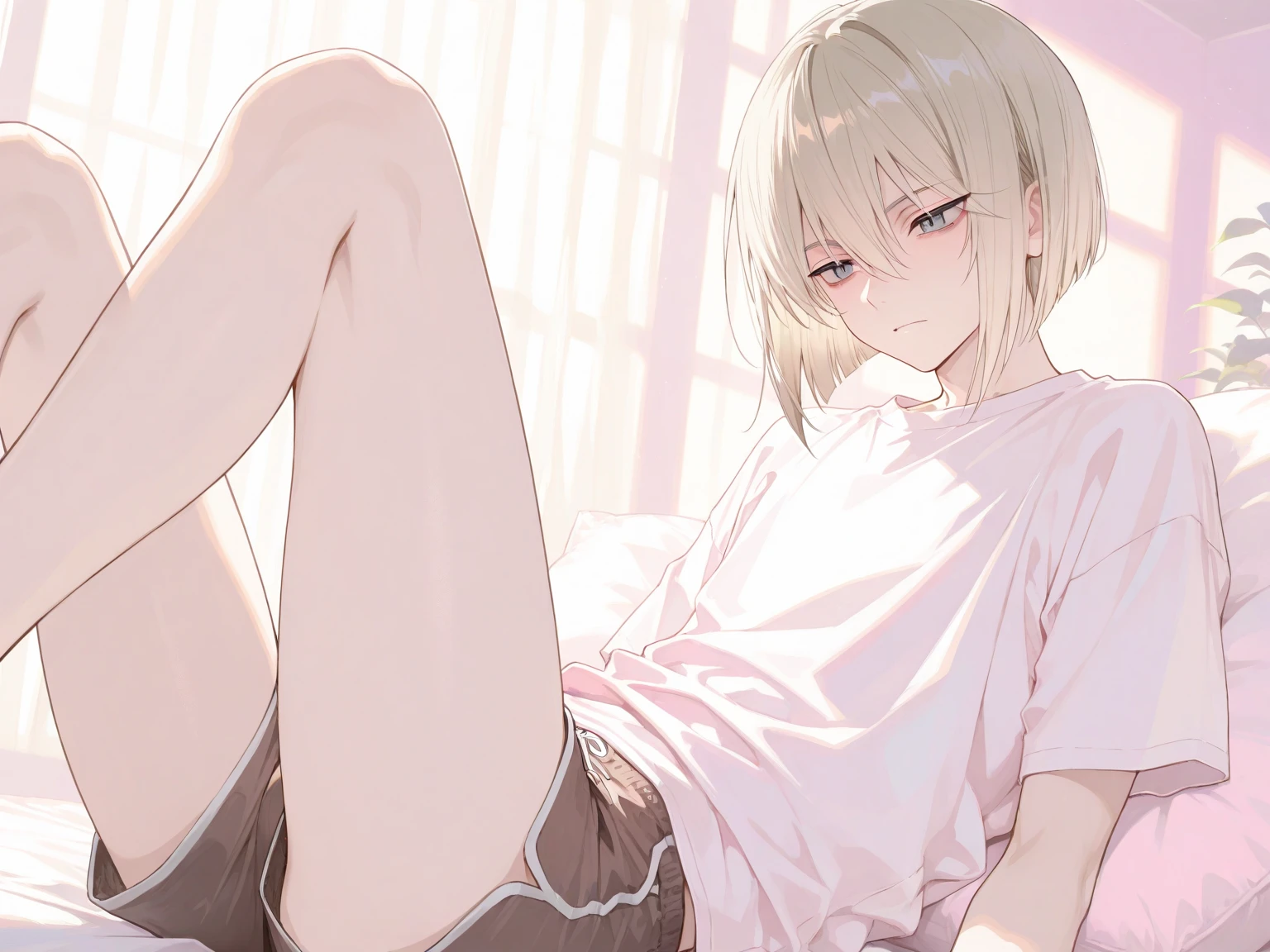 Japan Girl、full body Esbian、(Very small breasts:1.5)、Beautiful eyes、Shining eyes、red blush、short twintails、Wet、(No bra:1.1)、(Sheer white tank top:1.5)、(Fully exposed panties:1.5)、teats、The areol、Full view of genitals、Kupa-hsien、Spreading genitals、まんこをKupa-hsien、Open legs、Spreading the crotch with your hands、Sitting with your knees upright、M word、fullnude、cheek bulge、Ero、Tears dripping from the mouth、There is a in the crotch、frown、Beautiful bed on background