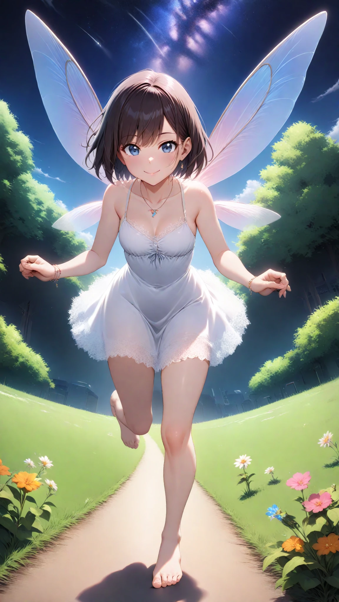 best quality,masterpiece,1girl,solo,(((9years old))),japanese girl,an extremely cute and beautiful girl,highly detailed beautiful face and eyes,petit,cute face,lovely face,baby face,shy smile,show teeth,black hair,medium short hair,flat chest,Hairless pussy,nipples sticking out on the dress,no bra,no panties,skinny,slender,(((wearing a white Transparent mini camisole with fairy wings))),(((standing in a wood garden))),she is looking at the viewer,(((lift your clothes above the waist))),((open your legs)),(((show your pussy to viewer))),((NFSW))