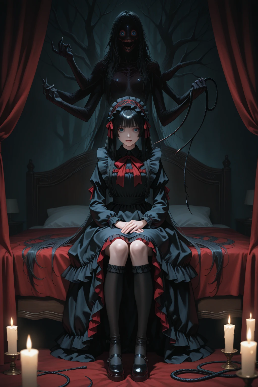 There is ugliness in beauty, But there is also beauty in ugliness. Spiderlady. Spiders. In the style of Adrian Ghenie, Esao Andrews, Jenny Saville, Edward Hopper, surrealism, Dark Art par James Jean, Takato Yamamoto, Minimalisme inkpunk. Tim Burton. In the style of Corpse Bride.