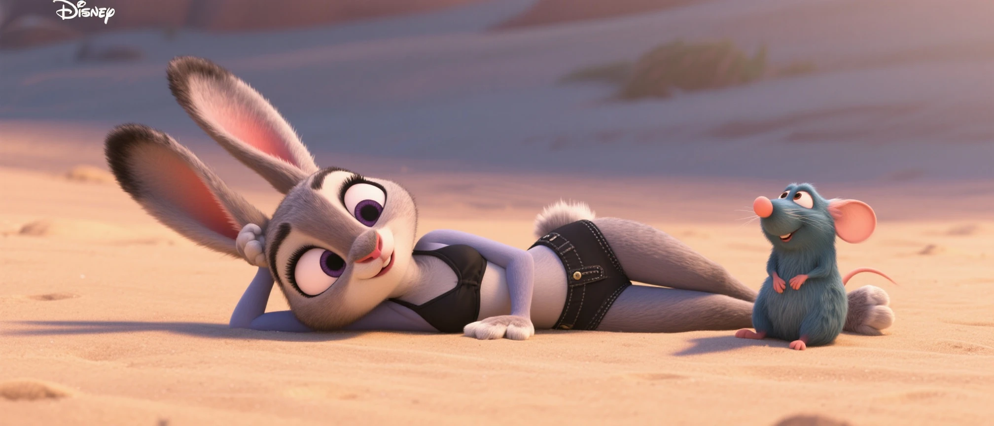 judy hopps,bikini Brillo reluciente,Texturas realistas & charts,piel realista,piel peluda,playa,piernas y piernas gruesas
