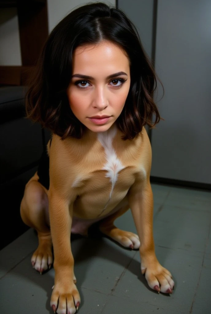 (Muscular:1.7), (thick thighs:1.7),
(latina female:1.5), blunt bangs, brown hair, ponytail, (big smile:1.5), (cat ears, tail:1.4),
(stud earrings, lipstick),
(small breasts), hard nipples,
(collar:1.2), nude, naked,
looking at viewer, (sitting on all fours:1.2), (sitting on the ground:1.3),
living room, (fuzzy shag rug), rim lighting, two tone lighting, dim lighting, bokeh, detailed skin, detailed eyes