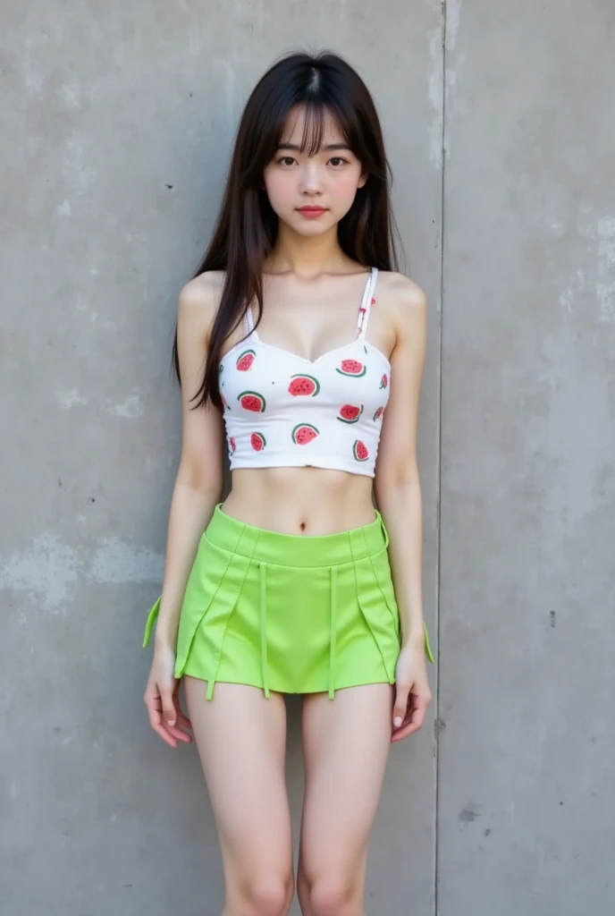 A young woman standing on the street, blur background, beatiful, photorealistic