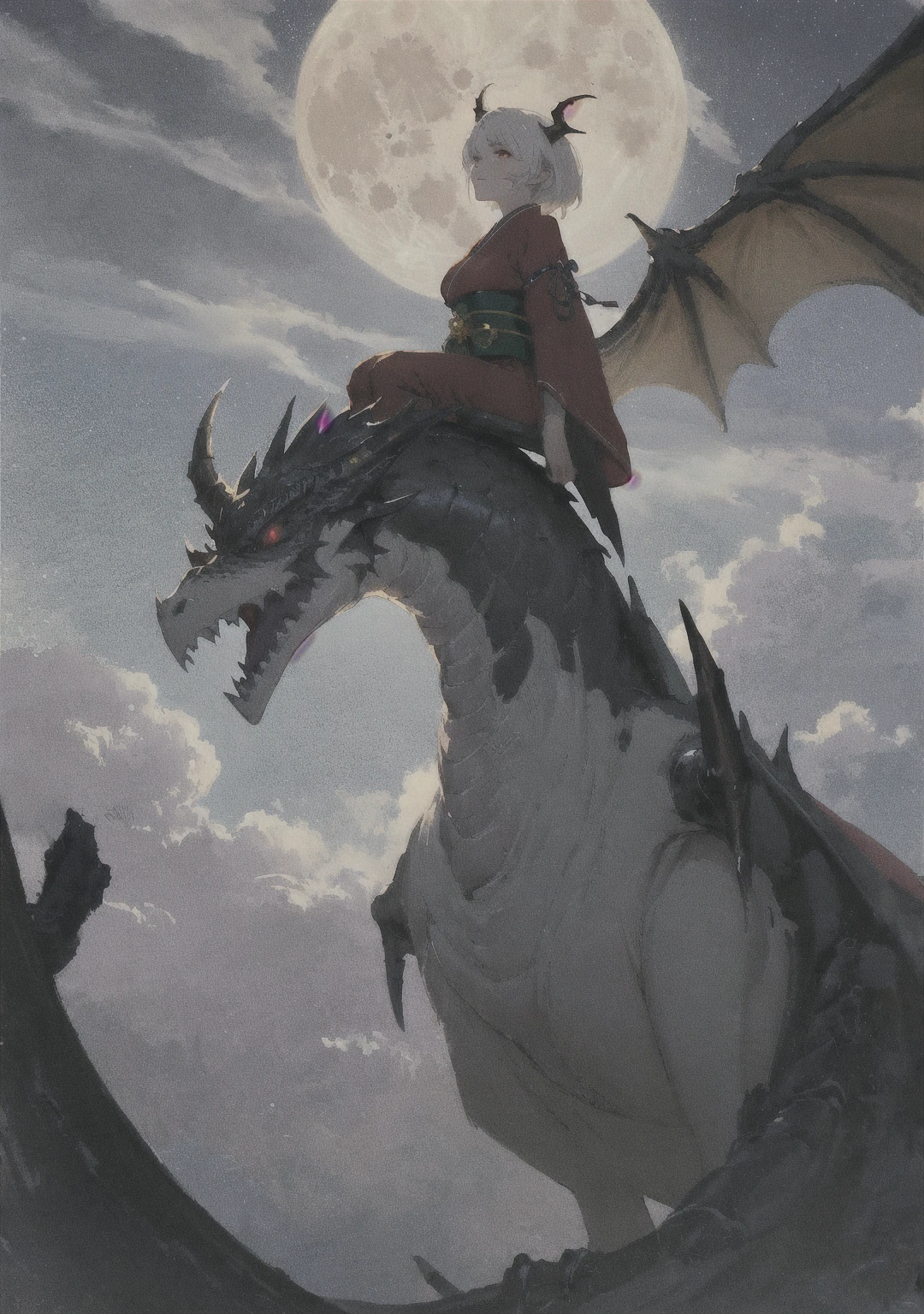 Fire-breathing dragon Dark fantasy Picture books watercolor