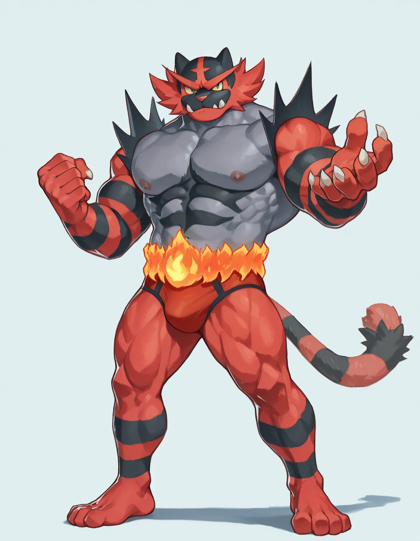 incineroar, 4k, high resolution, best quality, posted on e621, solo, male, adult, masculine, muscular, (white background, no background:1.1), (by wfa:1.0), (by negger:1.0), (detailed face, detailed eyes:1.1), (cel shaded:1.2), half body, fire belt, incineroar, big muscle (pecs, triceps, traps)
unusually developed muscular body,
body full of huge muscles.
showing off muscles,
pectorales enormes.
Exaggeratedly huge muscles.
Gigachad Muscular, NJfurry